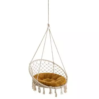 Бархатная подушка для подвесного стула, подушка для сиденья на стул, подвесное кресло-корзина, подушка для дома, моющаяся подушка, круглая, качели, подушка-качалка, желтый, 92 см Stanisaw Jurga