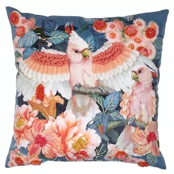 Бархатная подушка ручной работы Флери попугай какаду с вышивкой Mars&More Mars & More
