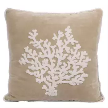 Бархатная подушка с коралловым узором - Мальтовый Marinette Saint-Tropez, цвет Blu Cenere/Bianco