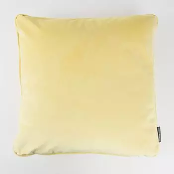 Бархатная подушка с окантовкой из перьев желтого цвета 50х50см Schner-Leben
