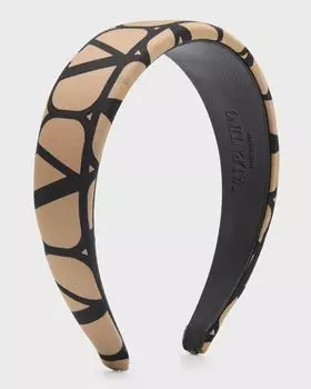Бархатная повязка на голову Toile Iconographe Valentino Garavani, цвет Beige Nero