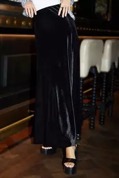 Бархатная расклешенная юбка макси с застежкой молнией Threadbare, черный