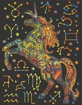 Бархатная раскраска, Единорог и небо Painting Velvet