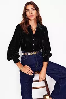 Бархатная рубашка Boden, черный