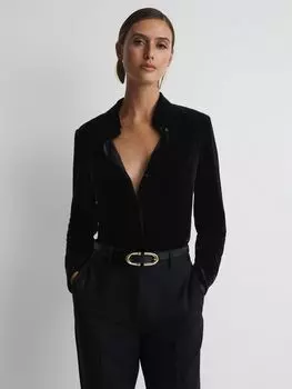 Бархатная рубашка Carly Reiss, черный