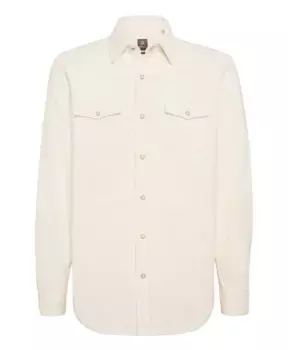 Бархатная рубашка классического кроя Boggi Milano, бежевый