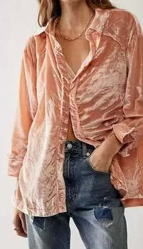 Бархатная рубашка Marianne в цвете Sun Blush Free People
