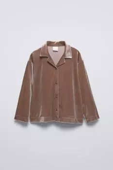 Бархатная рубашка ZARA, бежевый