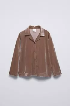 Бархатная рубашка ZARA, бежевый