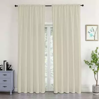 Бархатная штора 140 х 245 см с рюшами, водоотталкивающая старо-розовая - 140 х 245 см texpot, бежевый