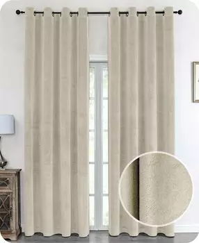 Бархатная штора BEAUTEX, плотная штора с люверсами, бархатный непрозрачный, 140 x 245 см, цвет на выбор (бежевый)