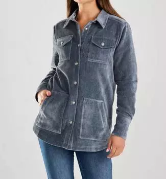 Бархатная шуба синего цвета FDJ