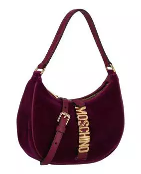 Бархатная сумка через плечо с логотипом Moschino, цвет Fantasy Print Violet