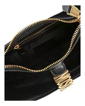 Бархатная сумка через плечо с логотипом Moschino, черный