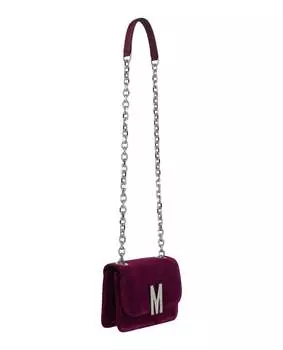 Бархатная сумка через плечо с логотипом Moschino, фиолетовый