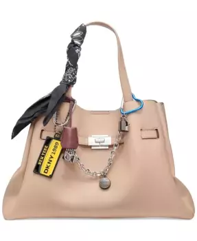 Бархатная сумка-сатчел Bryar Large с декоративными элементами DKNY, коричневый