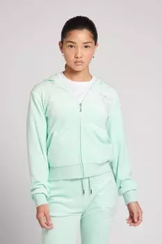 Бархатная толстовка на молнии для девочки Juicy Couture, синий