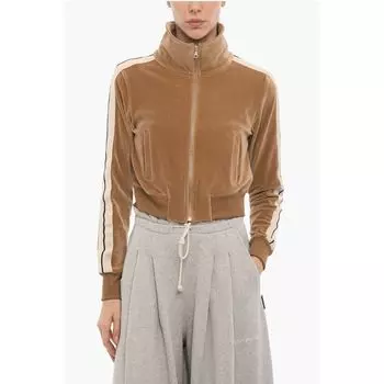 Бархатная толстовка с застежкой-молнией Palm Angels, Beige