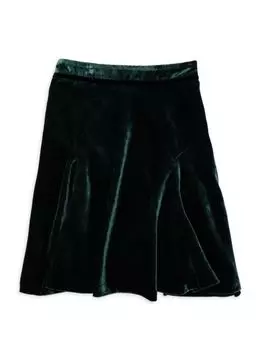 Бархатная юбка для девочки Burberry, цвет Dark Forest