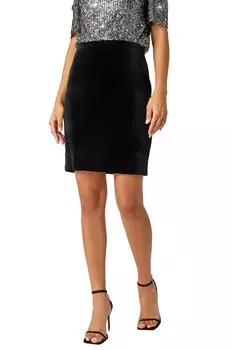 Бархатная юбка-карандаш длиной до колена Roman, черный