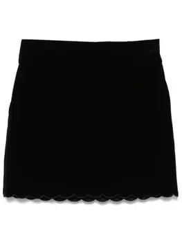 Бархатная юбка мини с фестонами Chlo, черный