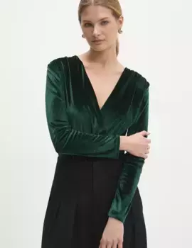 Бархатное боди Answear Lab, зеленый