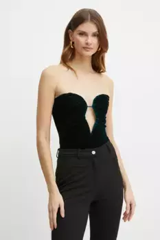 Бархатное боди KAHLIA Bardot, зеленый