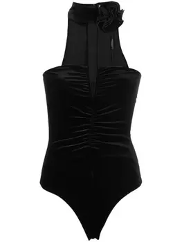 Бархатное боди с аппликацией NISSA, черный