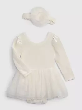 Бархатное боди с юбкой Gap, бежевый