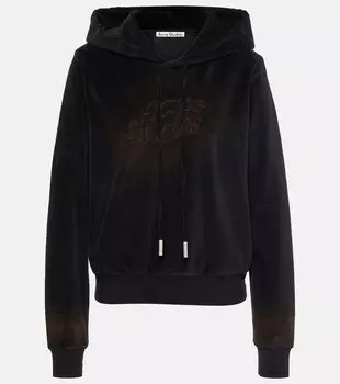 Бархатное худи faro из смесового хлопка Acne Studios, черный