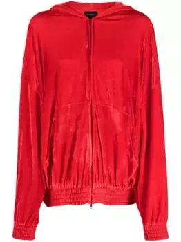 Бархатное худи с кристаллами BALENCIAGA, красный