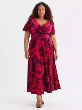Бархатное макси-платье isabelle с плавающим рукавом Scarlett & Jo, цвет Wine Red/Multi