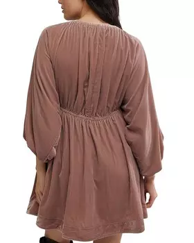 Бархатное мини-платье Free People Portia, коричневый/бежевый