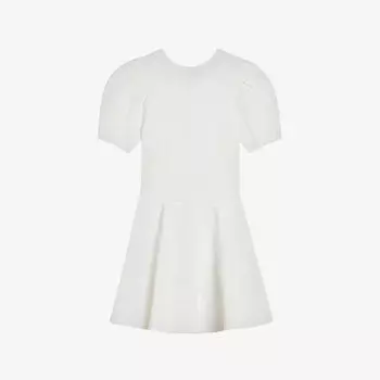 Бархатное мини-платье из эластичной ткани с пышными рукавами Ted Baker, белый