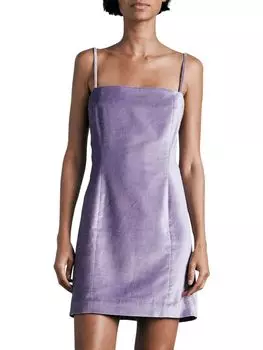 Бархатное мини-платье-комбинация Juliette Rag & Bone, фиолетовый