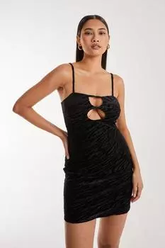 Бархатное мини-платье с зеброй Pink Vanilla, черный