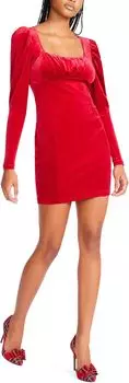 Бархатное мини-платье со рюшами спереди Betsey Johnson, красный