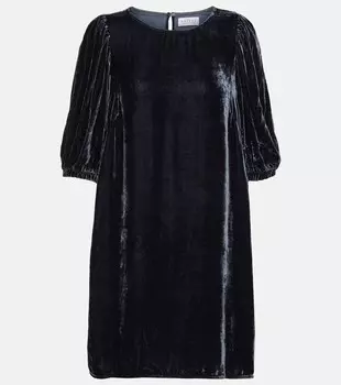 Бархатное мини-платье Velvet, синий