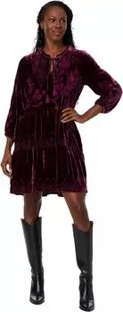 Бархатное многоярусное платье Ivey Field Johnny Was, цвет Egg Plant