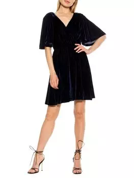 Бархатное облегающее платье Alexia Admor с расклешенной юбкой oakless velvet, navy