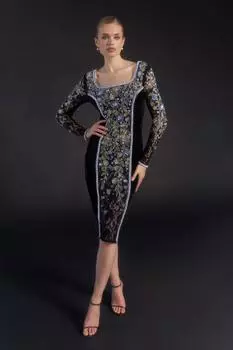 Бархатное облегающее платье миди Julie Kuyath с украшением Coast, черный