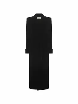 Бархатное однобортное пальто Saint Laurent