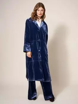 Бархатное пальто дастер White Stuff, белый материал