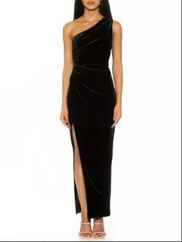 Бархатное платье Alessi на одно плечо Alexia Admor, черный