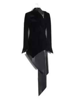Бархатное платье асимметричного кроя Mugler, черный