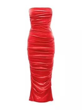 Бархатное платье без бретелек Parkin Alex Perry, красное