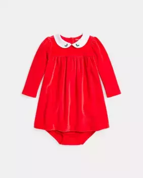 Бархатное платье для девочки Polo Ralph Lauren, красный