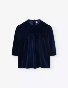 Бархатное платье для девочки с блестками Losan, темно-синий