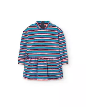 Бархатное платье для девочки с разноцветными полосками Boboli, мультиколор