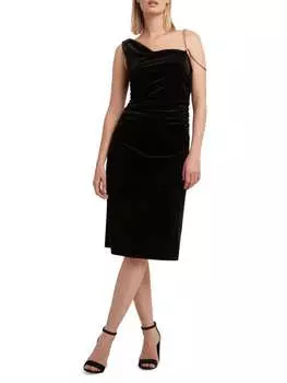 Бархатное платье-футляр H Halston без застежек, черный